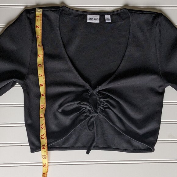 Aritzia Sun-deh Crop Top - Sunday Best Far Out V-neck Top with Cutout - Picture 11 of 11